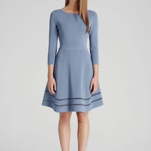 Reiss Blue Knit Long Sleeve Didsbury Dress